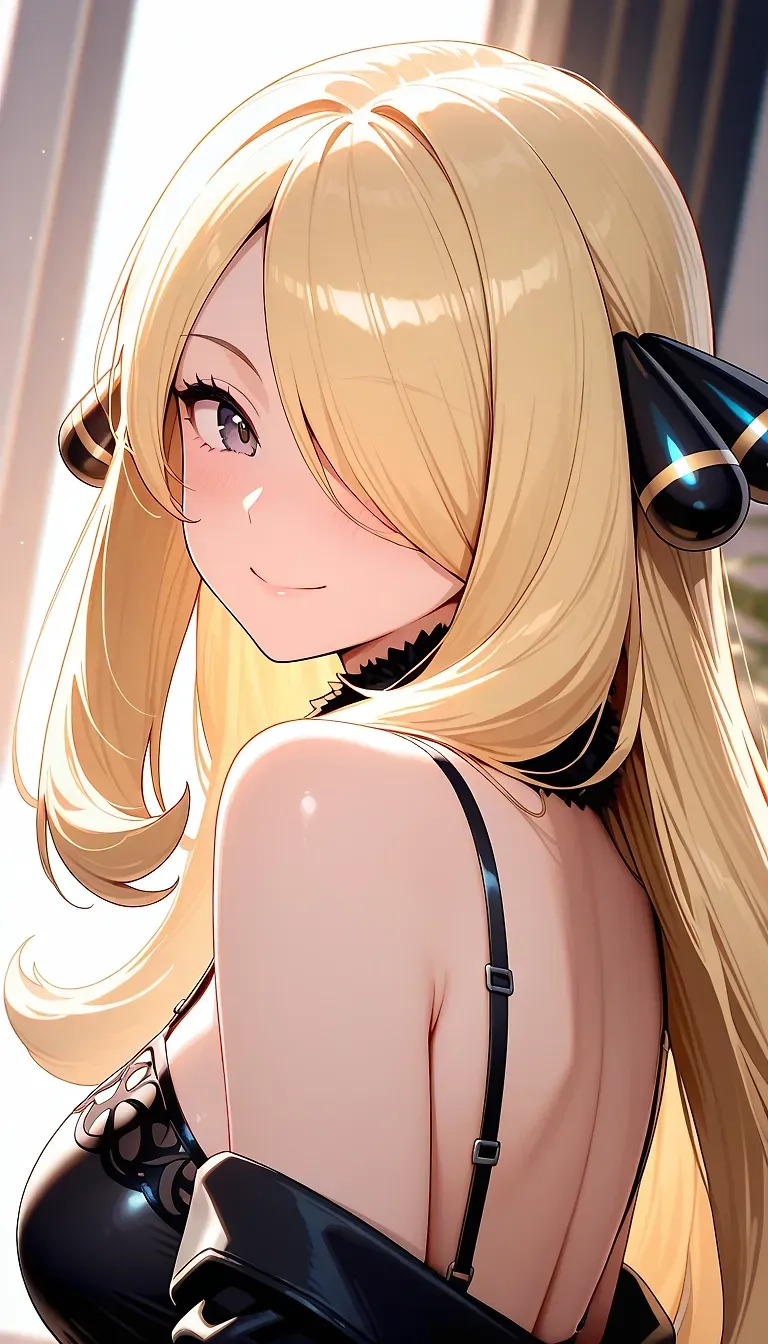 Solo, cynthia (pokemon), smile... by nekozzie — Cynthia AI art