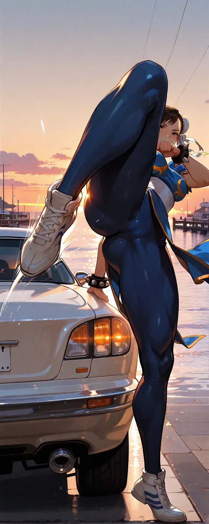 Chun-Li bonus stage panoramic posters — Chun-Li AI art